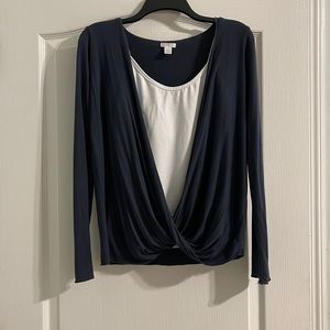 BP Nordstrom Slate Blue Modal Draped Wrap Top sz S